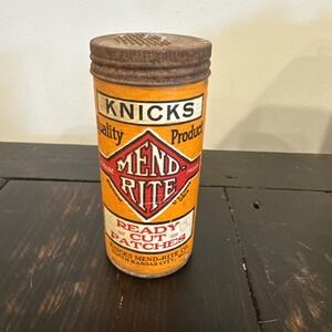 Knicks Mend Rite Ready Cut Patches Advertising Can Kansas City 4.5" Tall Vintage